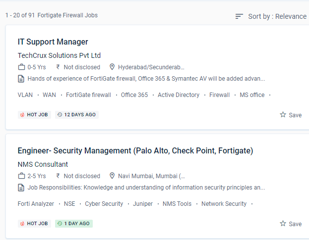 Fortinet Firewall internship jobs in Saint John